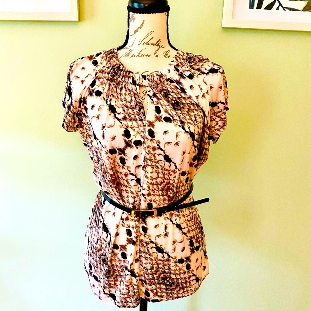 Stylish Women's Animal Print Belted Top Size Medium